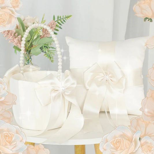 Bloemen mandje en ringen kussen